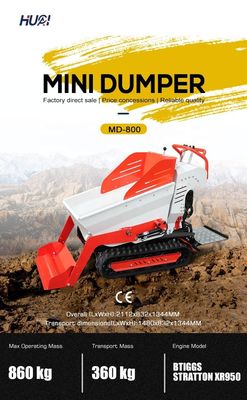 800kg 負荷容量 ミニ クローラー ダンパー 6.5HP エンジンと水力流量 28.8 L