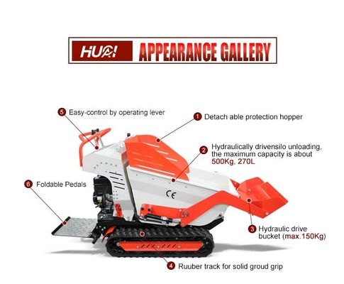 800kg 負荷容量 ミニ クローラー ダンパー 6.5HP エンジンと水力流量 28.8 L