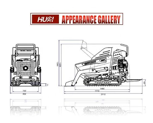 800kg 負荷容量 ミニ クローラー ダンパー 6.5HP エンジンと水力流量 28.8 L