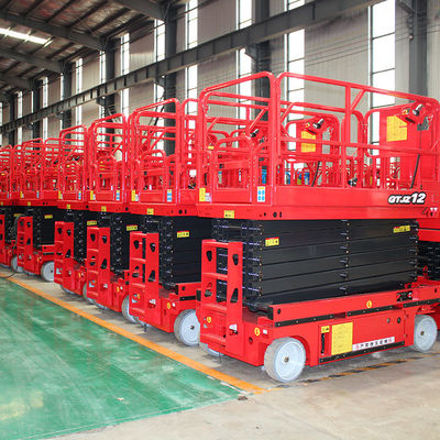 12m 320kg 温室建設用自走シザーリフト 空中作業プラットフォーム