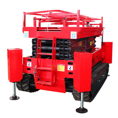 露天の荒れ野のクローラーシザーリフト 320kgの容量と拡張プラットフォーム